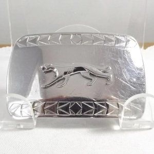 Shiny Chrome Silver-Tone Jaguar Belt Buckle